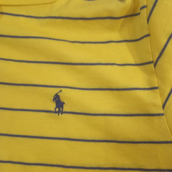 Polo Ralph Lauren Men’s Small Polo Shirt Yellow Striped Short Sleeve Hi-Low Hem - Picture 6 of 9